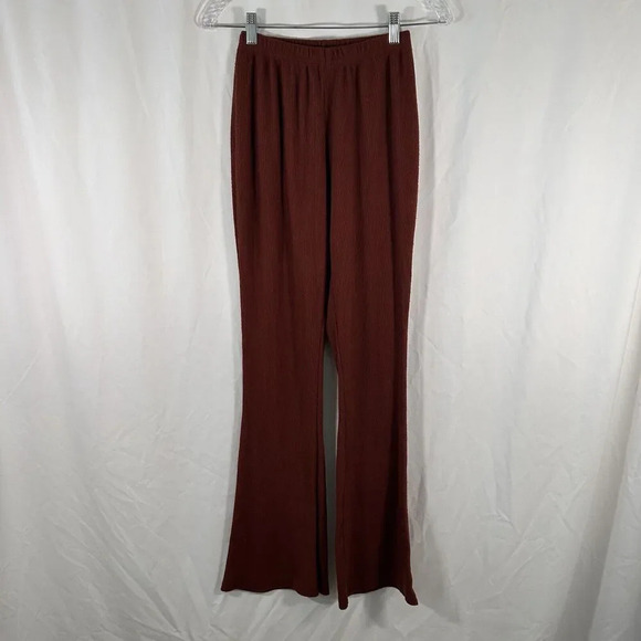 LA Hearts Pacsun Pants Women's Medium Brown Flared Ribbed Pull On Stretchy - Picture 1 of 8
